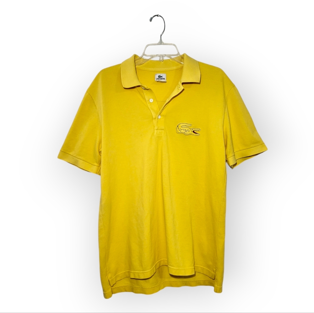 LACOSTE Men's Big Croc Logo Yellow Polo Shirt XL